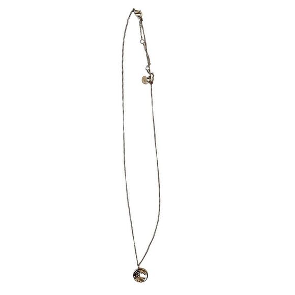 Pura Vida Silver Chain Wave Circle Charm Clasp Necklace - Picture 1 of 4